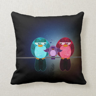 Liebe-Vogel-Familien-Kissen Kissen