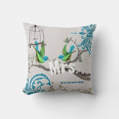 Liebe Vögel Frau Bride's Aquamarin & Green Birdcag Kissen (Vorderseite)