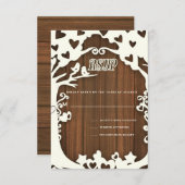 Liebe-Vögel für immer auf Woodpanel Einladung (Vorne/Hinten)