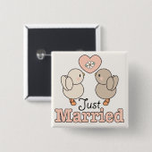 Liebe-Vogel-gerade verheirateter Knopf Button (Vorne & Hinten)