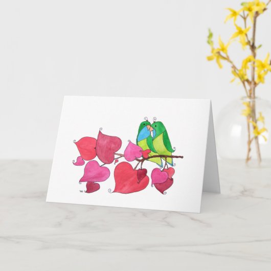 Liebe Vögel, Glückwünsche Karte (Gelbe Blume)