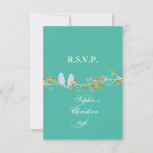 LIEBE VÖGEL, GROSSE RSVPs/DIY-Farbe RSVP Karte