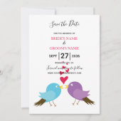 Liebe Vögel & Herz Hochzeit retten Datum Save The Date (Vorderseite)