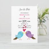Liebe Vögel & Herz Hochzeit retten Datum Save The Date (Stehend Vorderseite)