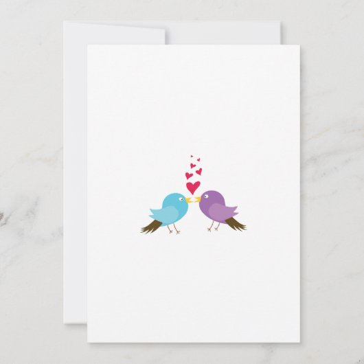 Liebe Vögel & Herz Hochzeit retten Datum Save The Date (Rückseite)