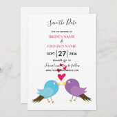 Liebe Vögel & Herz Hochzeit retten Datum Save The Date (Vorne/Hinten)