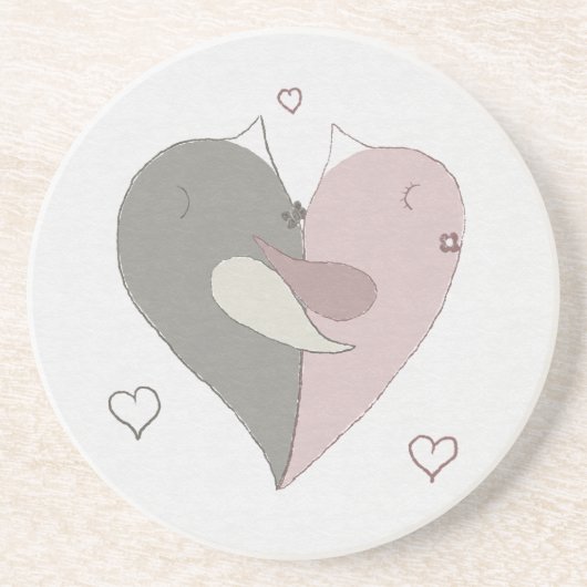 Liebe Vögel Herz Untersetzer (Vorne)