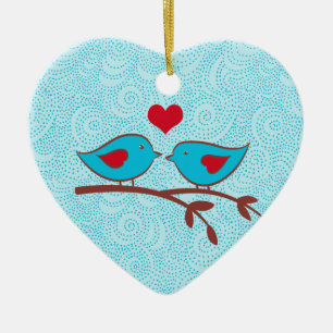 Liebe-Vogel-Herz-Verzierung Keramikornament