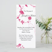 Liebe Vögel in Rosa und Weiß Hochzeitsprogramm Programm (Stehend Vorderseite)