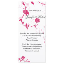 Liebe Vögel in Rosa und Weiß Hochzeitsprogramm