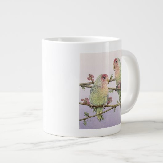 Liebe-Vögel Jumbo-Tasse (Vorderseite Rechts)