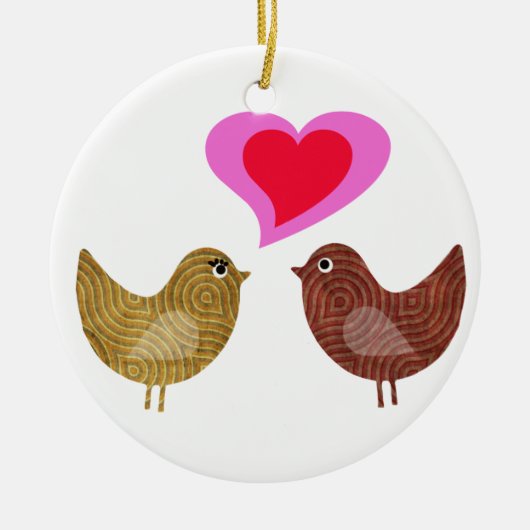 Liebe-Vögel Keramik Ornament (Vorne)