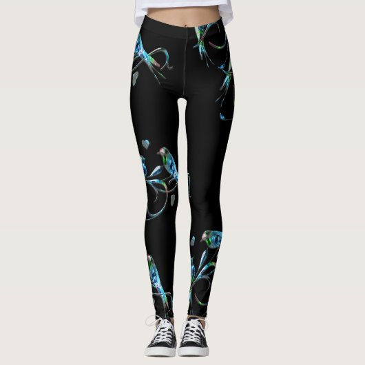 Liebe-Vogel-Leggings im Schwarzen Leggings (Vorderseite)