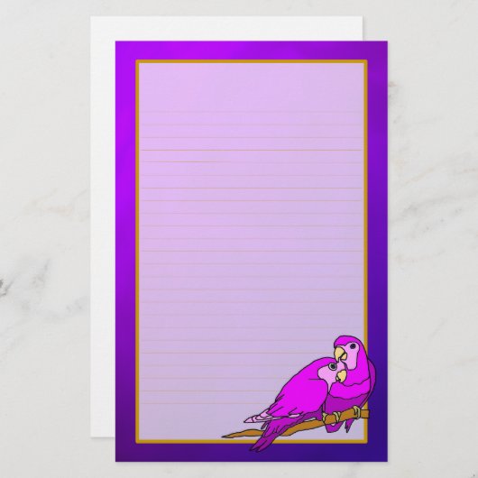 Liebe-Vogel-lila Amethyst feines gezeichnetes Briefpapier (Vorne/Hinten)