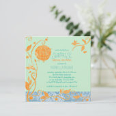 Liebe Vögel Minze Grün Überraschung Brautparty Einladung (Stehend Vorderseite)