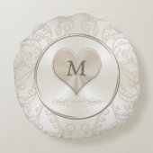 Liebe-Vogel-Monogramm-personalisierte Rundes Kissen (Rückseite)