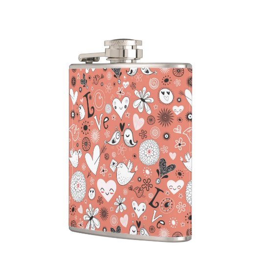 Liebe-Vogel-Muster Flachmann (Links)