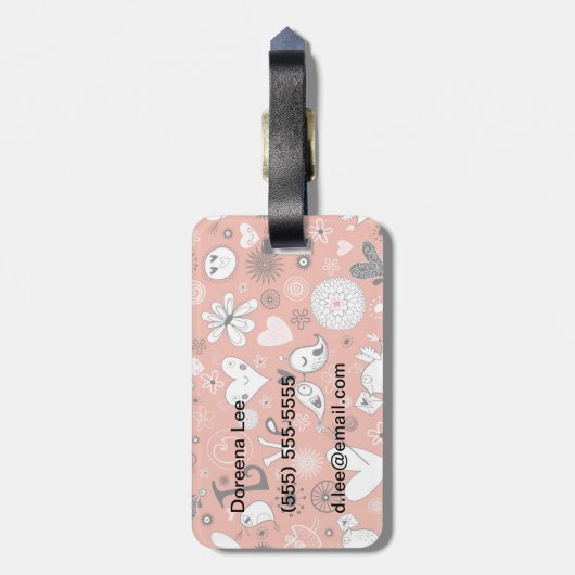 Liebe-Vogel-Muster Gepäckanhänger (Rückseite vertikal)