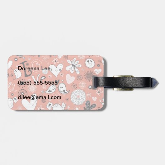 Liebe-Vogel-Muster Gepäckanhänger (Rückseite horizontal)