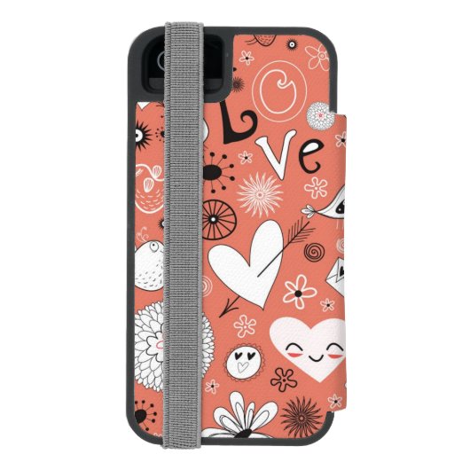 Liebe-Vogel-Muster Incipio iPhone Geldbeutel-Hülle (Folio Rückseite)