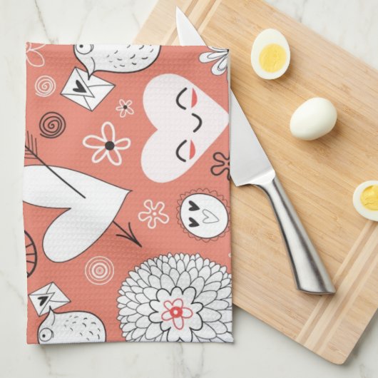 Liebe-Vogel-Muster Küchentuch (Viertel Falte)