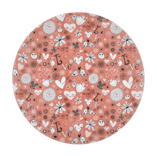 Liebe-Vogel-Muster Schneidebrett (Vorderseite)