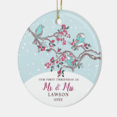 Liebe Vögel Niedlich erste Weihnachten als Mr. & M Keramik Ornament (Links)