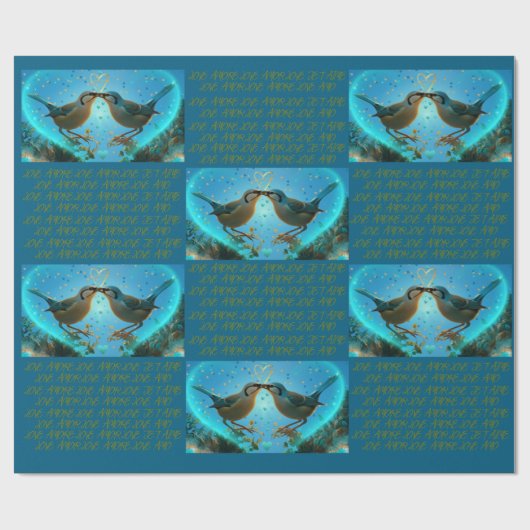 LIEBE VÖGEL - PAPIERBLAU GESCHENKPAPIER (Flach)
