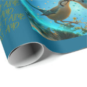 LIEBE VÖGEL - PAPIERBLAU GESCHENKPAPIER (Rolleneckpunkt)