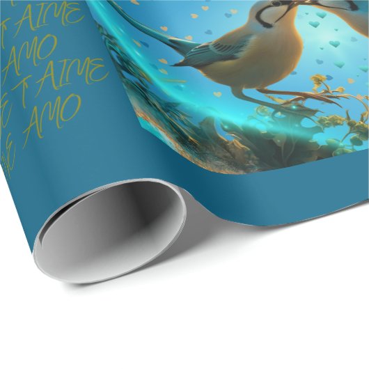 LIEBE VÖGEL - PAPIERBLAU GESCHENKPAPIER (Rolleneckpunkt)