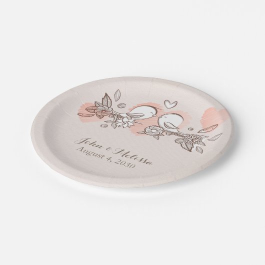 Liebe-Vögel Pappteller (Schrägansicht)