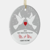 Liebe Vögel Personalisiert Mr. und Mrs. 1 Weihnach Keramik Ornament (Rechts)