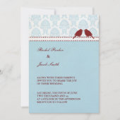 Liebe-Vögel rot u. blaue Einladung (Vorderseite)