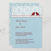 Liebe-Vögel rot u. blaue Einladung (Vorne/Hinten)