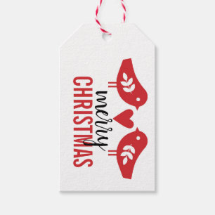 Liebe-Vögel rot und weiße skandinavische Vögel Geschenkanhänger
