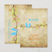 LIEBE VÖGEL, RSVP/DIY-Farbe RSVP Karte (Vorne/Hinten)