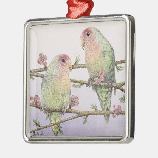 Liebe-Vögel Silbernes Ornament (Links)