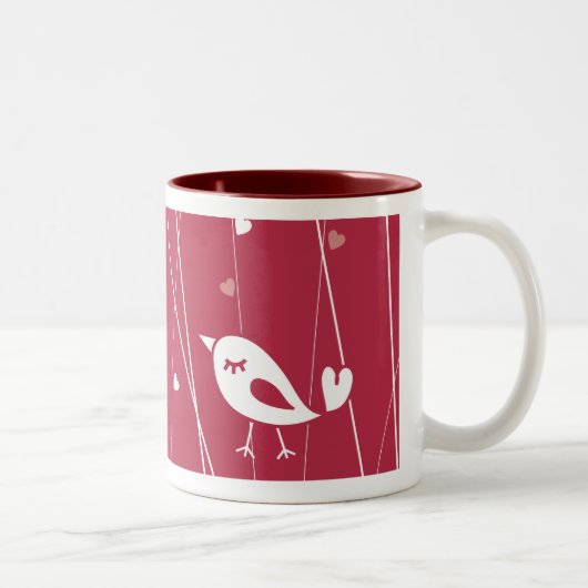 Liebe-Vogel-Tasse Zweifarbige Tasse (Rechts)