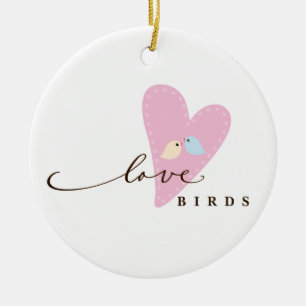 Liebe-Vögel u. Herz Keramikornament