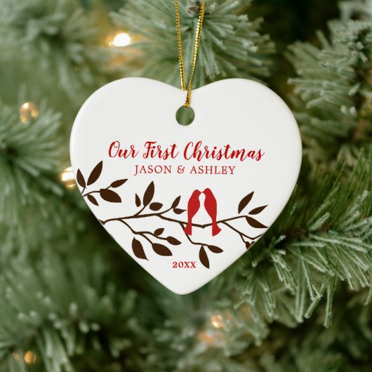 Liebe Vögel Unser erstes Weihnachtsgeschenk Keramik Ornament (Baum)