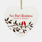 Liebe Vögel Unser erstes Weihnachtsgeschenk Keramik Ornament (Vorne)