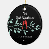 Liebe Vögel Unser erstes Weihnachtsgeschenk Keramik Ornament (Links)