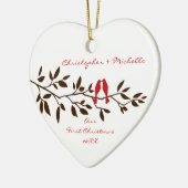 Liebe-Vögel unsere erste Weihnachtsverzierung Keramikornament (Links)