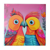 LIEBE VÖGEL WEDD PARROT ART Keramik Tile Fliese (Vorderseite)