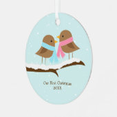 Liebe Vögel Weihnachten Ornament Aus Metall (Vorderseite links)