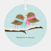 Liebe Vögel Weihnachten Ornament Aus Metall (Rückseite)