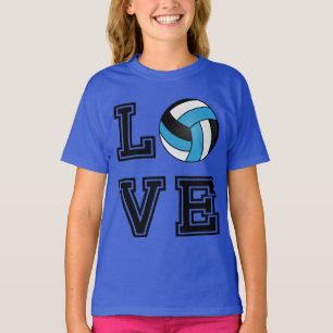 Liebe Volleyball - Baby Blau, Weiß und Schwarz T-Shirt