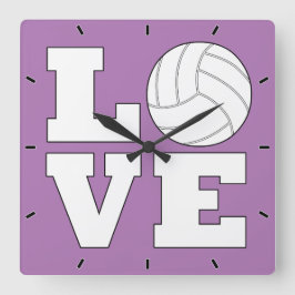 LIEBE Volleyball Custom Team Color Sports Player Quadratische Wanduhr