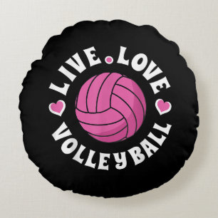 Liebe-Volleyball für Damen-Girls Volleyball-Fan Rundes Kissen