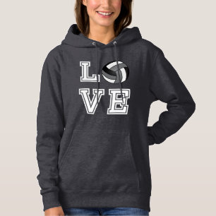 Liebe Volleyball - Grau, Weiß und Schwarz Hoodie